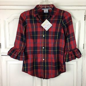 Gretchen Scott Priss Blouse Plaidly Cooper Red S